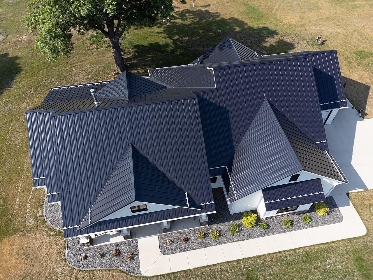 Completed metal roof installation