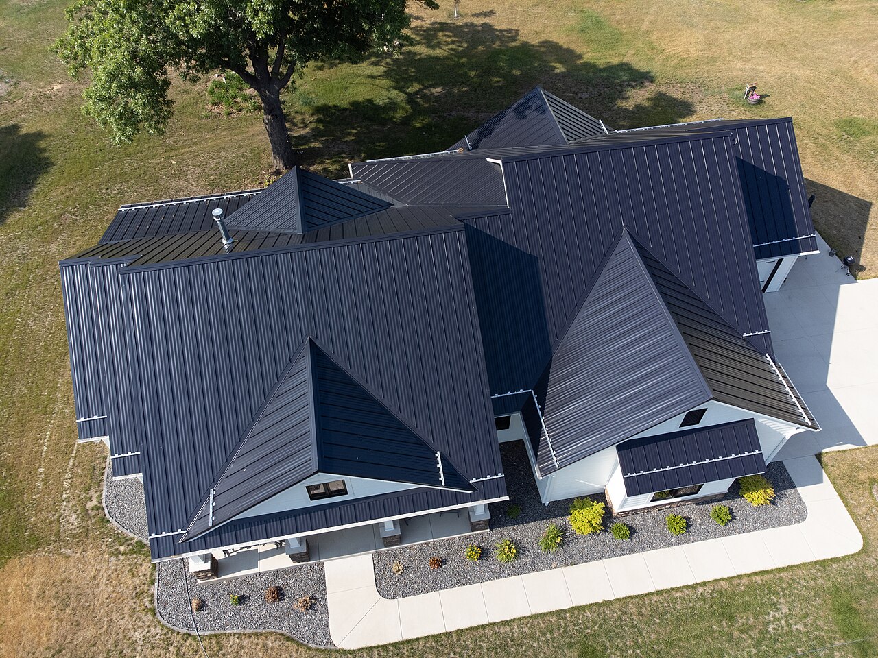 Completed metal roof installation